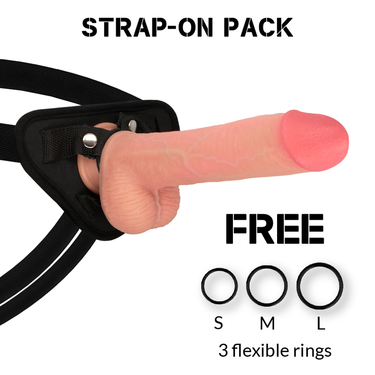 Dildo Realistico Dual Density con Imbracatura, Impermeabile e Venature Pronunciate